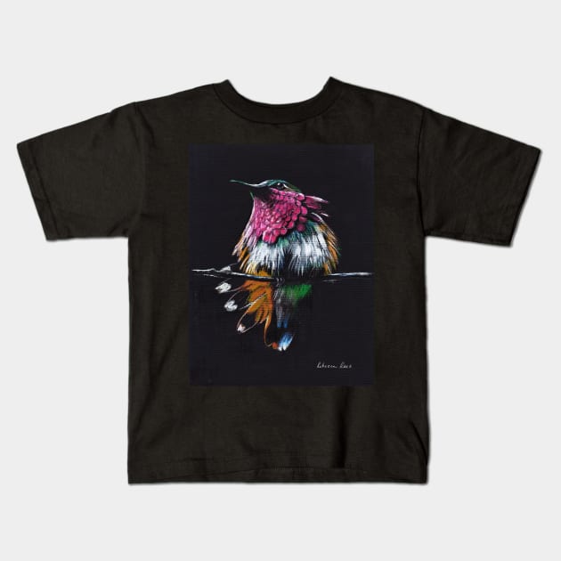 "Jewel"  Amethyst-Throated Hummingbird mixed media painting Kids T-Shirt by tranquilwaters